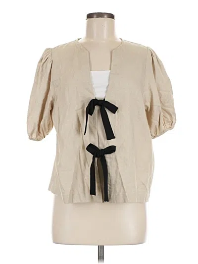 Pre-owned Zara Short Sleeve Blouse In Tan