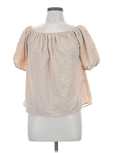 Pre-owned Zara Short Sleeve Blouse In Tan