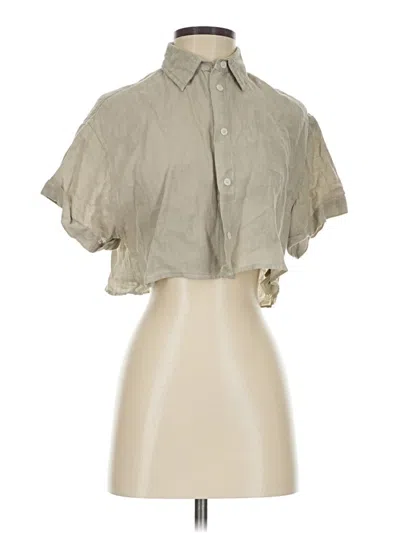 Pre-owned Zara Short Sleeve Blouse In Tan