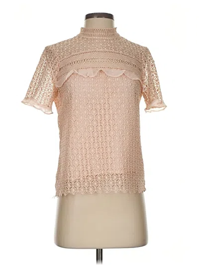 Pre-owned Zara Short Sleeve Blouse In Tan