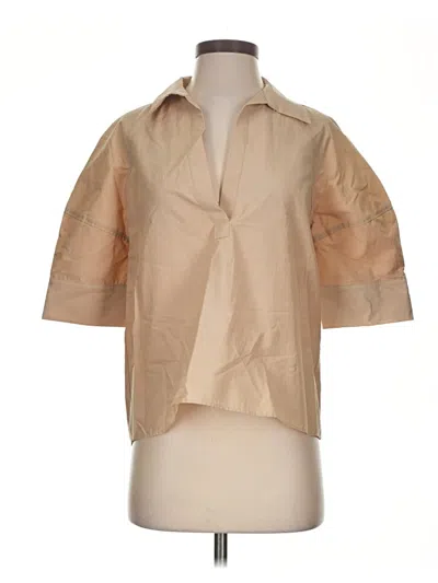 Zara Short Sleeve Blouse In Tan