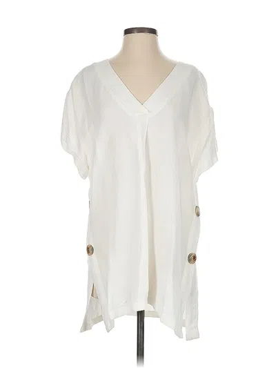 Pre-owned Zara Short Sleeve Blouse In White