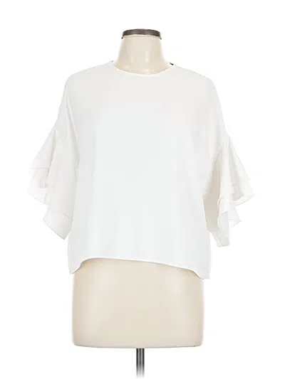 Pre-owned Zara Short Sleeve Blouse In White