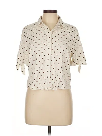 Pre-owned Zara Short Sleeve Blouse In White