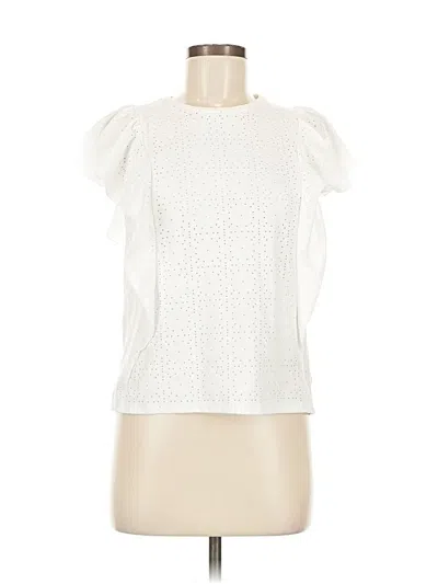 Pre-owned Zara Short Sleeve Blouse In White