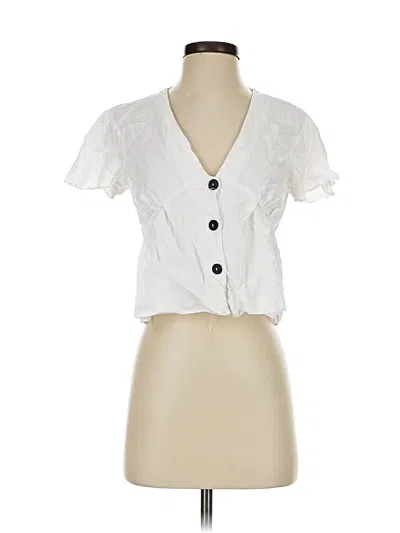 Pre-owned Zara Short Sleeve Blouse In White