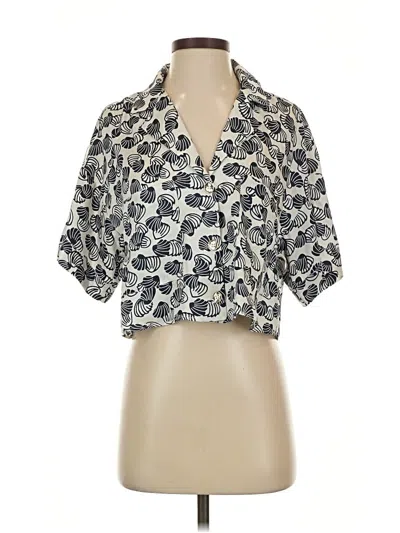 Pre-owned Zara Short Sleeve Blouse In White