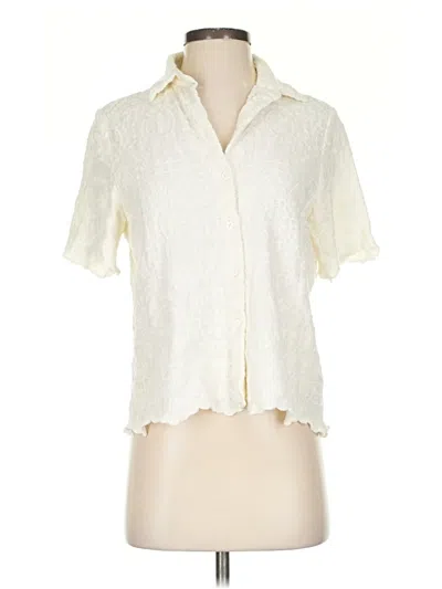 Pre-owned Zara Short Sleeve Blouse In White