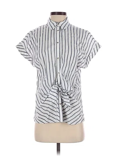 Pre-owned Zara Short Sleeve Blouse In White