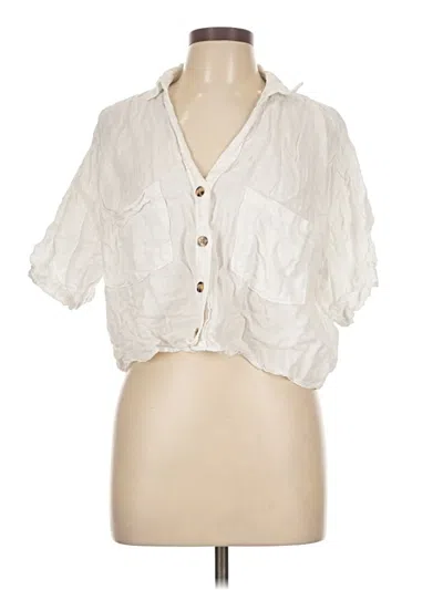 Pre-owned Zara Short Sleeve Blouse In White