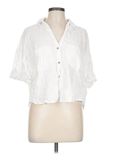 Pre-owned Zara Short Sleeve Blouse In White