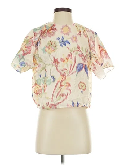 Pre-owned Zara Short Sleeve Blouse In White