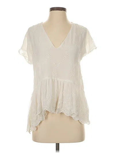 Pre-owned Zara Short Sleeve Blouse In White