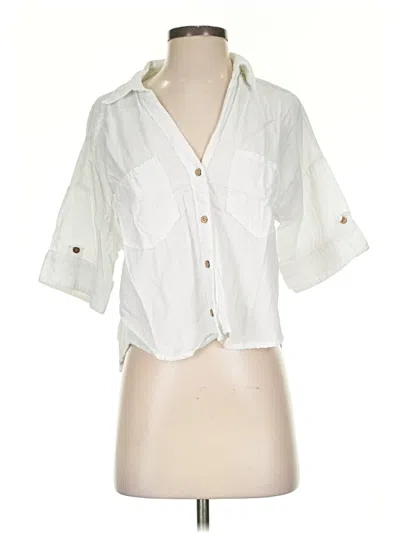 Pre-owned Zara Short Sleeve Blouse In White