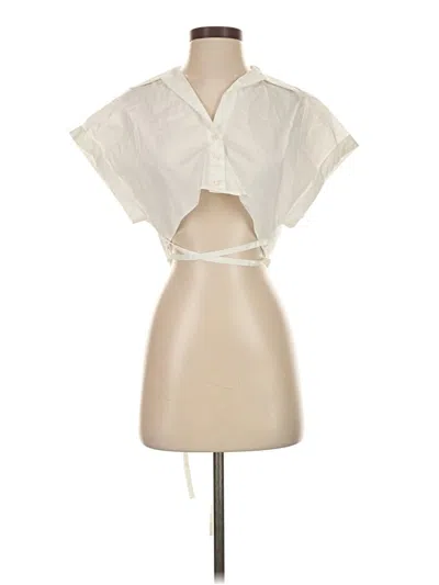 Pre-owned Zara Short Sleeve Blouse In White