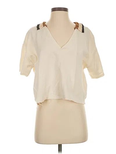 Pre-owned Zara Short Sleeve Blouse In White