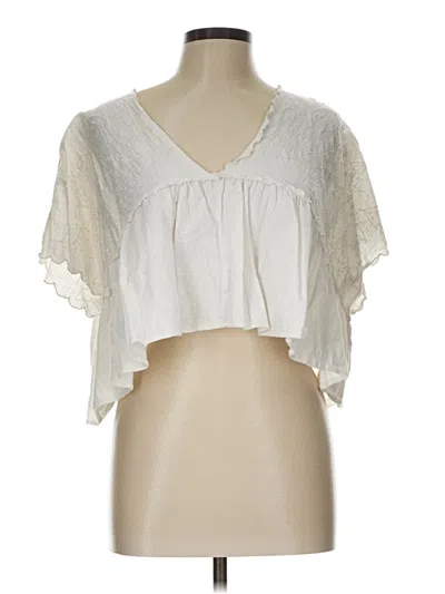 Pre-owned Zara Short Sleeve Blouse In White