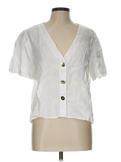 Pre-owned Zara Short Sleeve Blouse In White