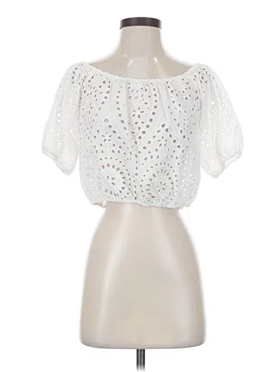 Pre-owned Zara Short Sleeve Blouse In White