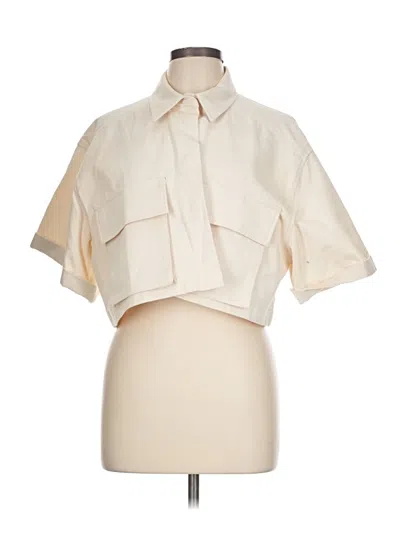 Pre-owned Zara Short Sleeve Blouse In White