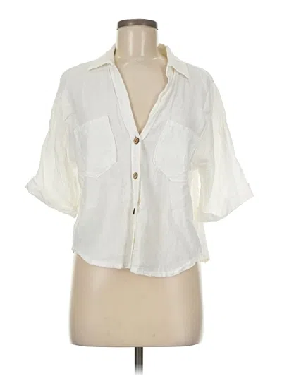 Pre-owned Zara Short Sleeve Blouse In White