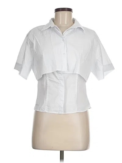 Pre-owned Zara Short Sleeve Blouse In White