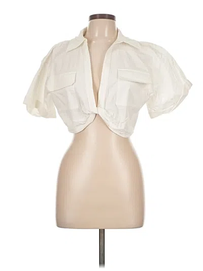 Pre-owned Zara Short Sleeve Blouse In White