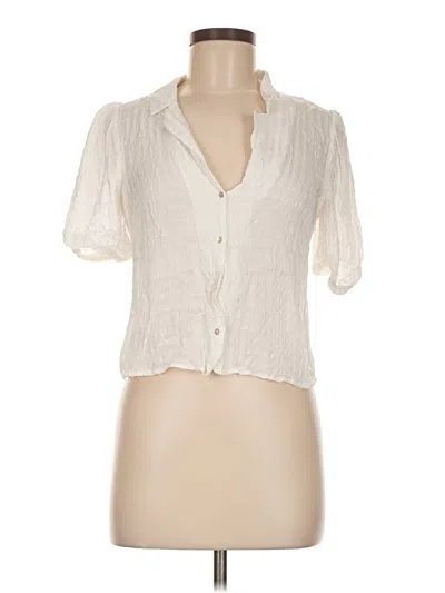 Pre-owned Zara Short Sleeve Blouse In White