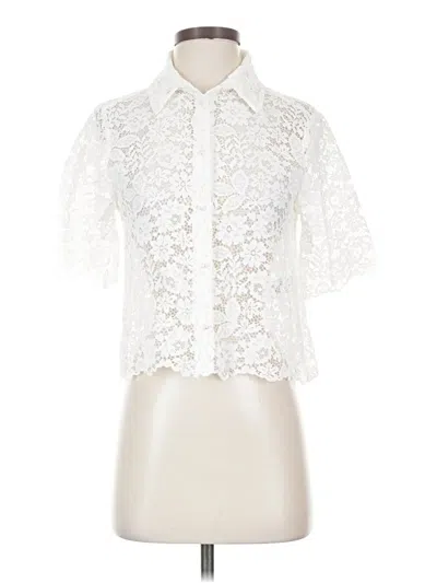 Pre-owned Zara Short Sleeve Blouse In White