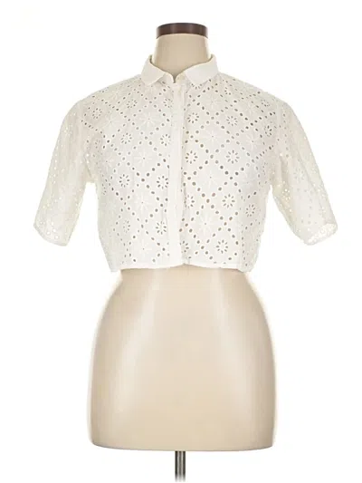 Pre-owned Zara Short Sleeve Blouse In White