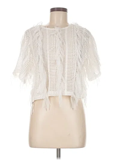 Pre-owned Zara Short Sleeve Blouse In White