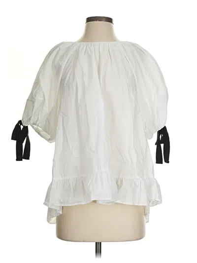 Pre-owned Zara Short Sleeve Blouse In White