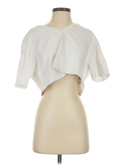 Pre-owned Zara Short Sleeve Blouse In White