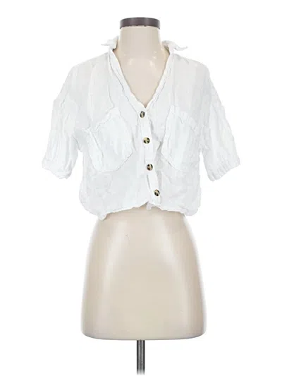 Pre-owned Zara Short Sleeve Blouse In White