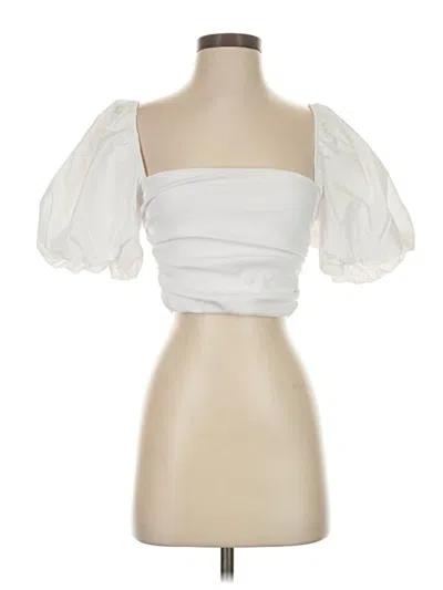 Pre-owned Zara Short Sleeve Blouse In White