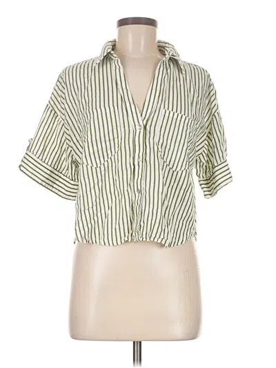 Pre-owned Zara Short Sleeve Blouse In White