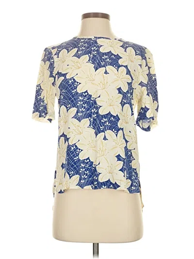 Pre-owned Zara Short Sleeve Blouse In White