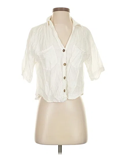 Pre-owned Zara Short Sleeve Blouse In White