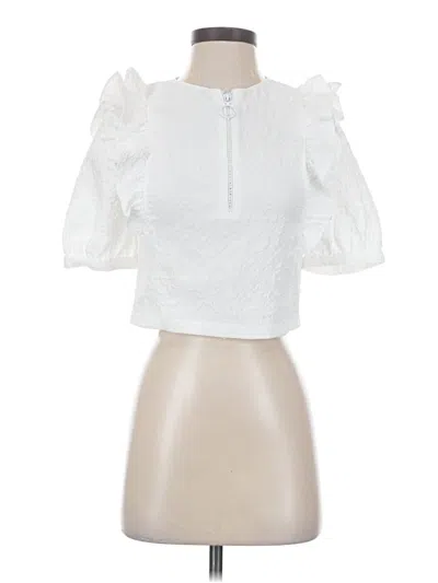 Pre-owned Zara Short Sleeve Blouse In White
