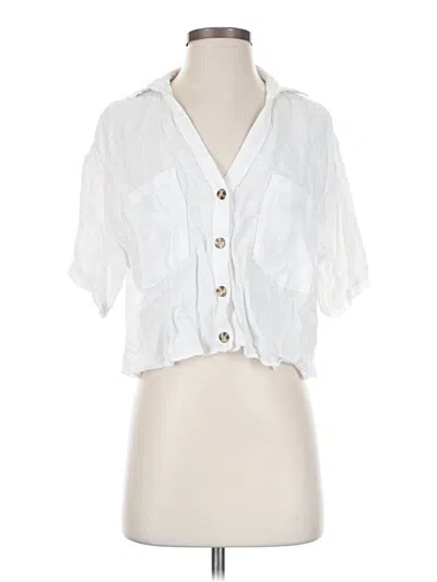 Pre-owned Zara Short Sleeve Blouse In White