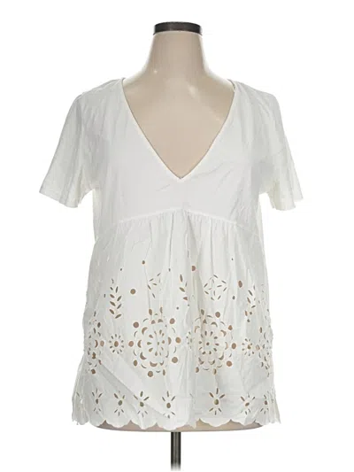 Pre-owned Zara Short Sleeve Blouse In White