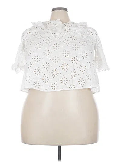 Pre-owned Zara Short Sleeve Blouse In White