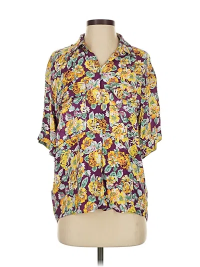 Pre-owned Zara Short Sleeve Blouse In Yellow