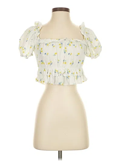 Pre-owned Zara Short Sleeve Blouse In Yellow
