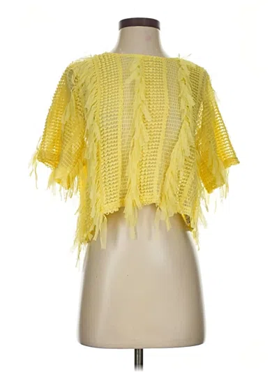 Pre-owned Zara Short Sleeve Blouse In Yellow