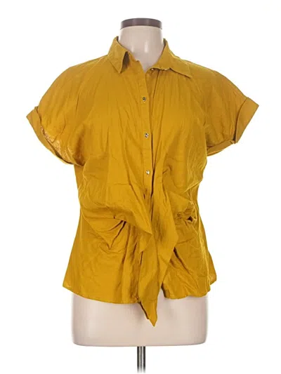 Pre-owned Zara Short Sleeve Blouse In Yellow