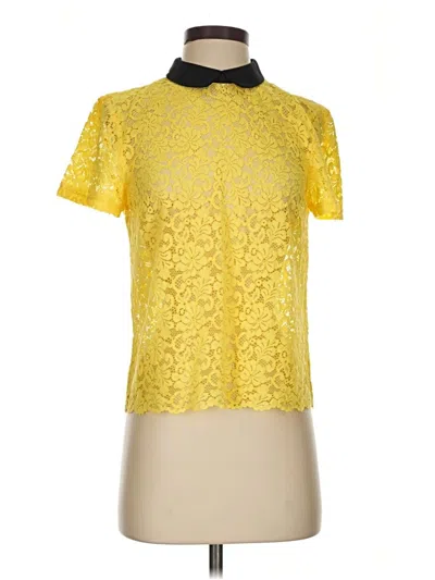 Pre-owned Zara Short Sleeve Blouse In Yellow