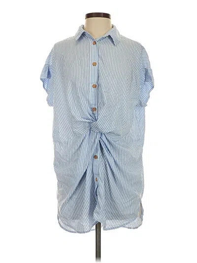 Pre-owned Zara Short Sleeve Button Down Shirt In Blue