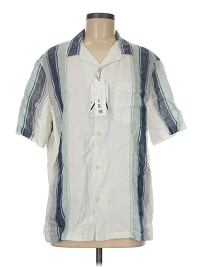Zara Short Sleeve Button Down Shirt In Blue