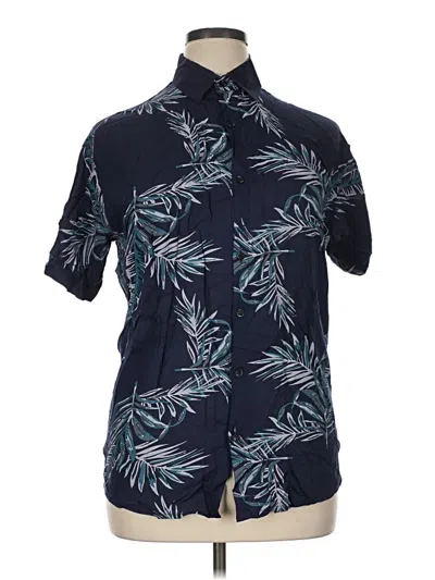 Pre-owned Zara Short Sleeve Button Down Shirt In Blue